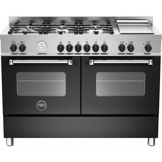 Bertazzoni MAS1206 Gasspis 120 cm, 2 ugnar, 6 brännare + elektrisk tepanyaki, Svart