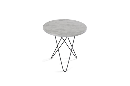 Tall Mini O Table Matt Vit Marmor Svart Ram Ø50
