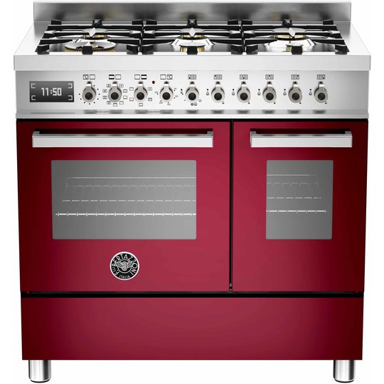 Bertazzoni PRO906 Gasspis 90 cm, 2 ugnar, 6 brännare, Vinröd