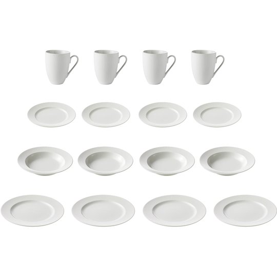 Aida Groovy tallriksset 16 delar vit