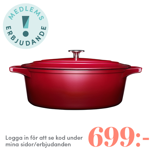 Anders Petter - Stenfors Gjutjärnsgryta oval 6,3 L Röd