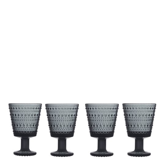Iittala - Kastehelmi Glas på fot 26 cl 4-pack Mörkgrå