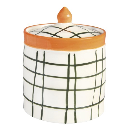 & klevering - Checked Burk med lock 15 cm Grön/Orange