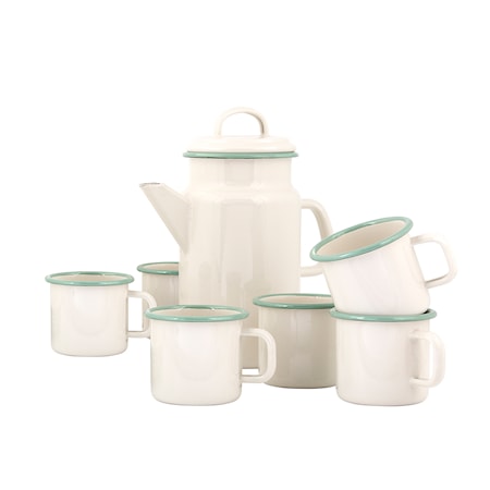 Set med Tekanna och 6 Muggar Cream Lux