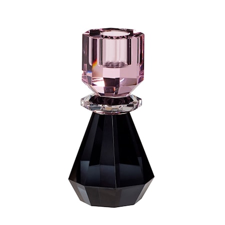 Ljusstake Glas Rosa/Svart
