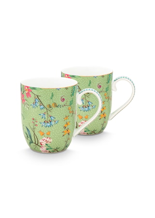 Jolie Flowers Mugg 14,5 cl Set om 2 Grön