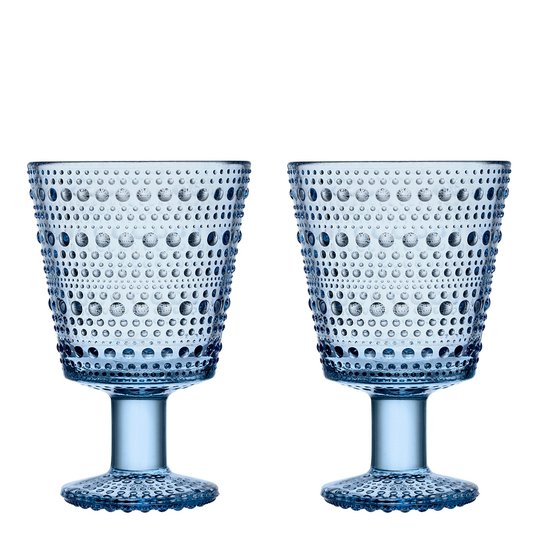 Iittala - Kastehelmi Glas på fot 2-pack Aqua