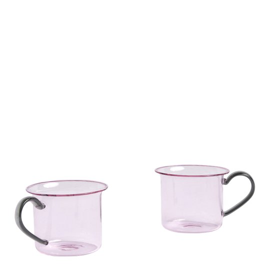 Hay - Muggar Borosilicatglas 8x6,5 cm 2-pack Rosa/Grå