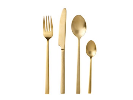 Bestick 16 del guld satin