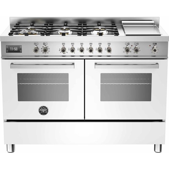 Bertazzoni PRO1206 Gasspis 120 cm, 2 ugnar, 6 brännare + elektrisk tepanyaki, vit