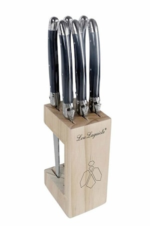 Grillknivar i trävblock 6-p Antracit