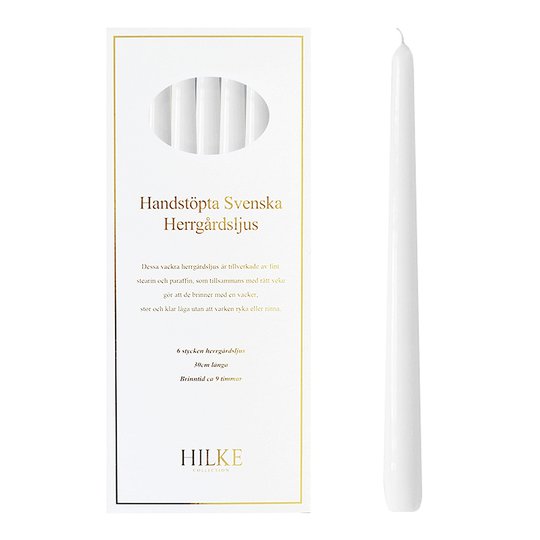 Hilke - Herrgårdsljus 30 cm 6-pack Vit