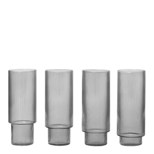 Ferm Living - Ripple Glas 30 cl 4-pack Rök