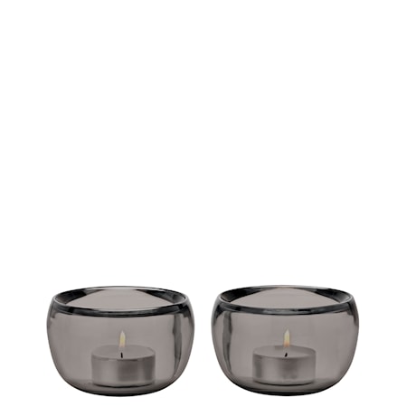 Ora tealightholder, 2 pcs. - smoke