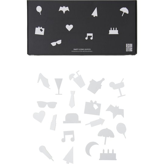 Design Letters Party Icons till Message Board (20 del) , Vit