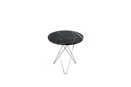 Tall Mini O Table Svart Marmor Rostfri Stålram Ø50