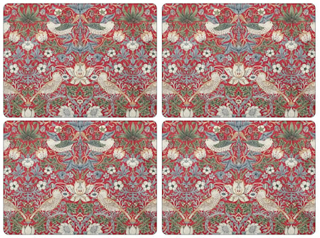 Morris Bordsunderlägg Strawberry Thief Röd 4-pack