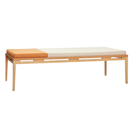 Daybed Ekträ/Tyg Beige/Orange