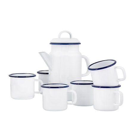 Set med Tekanna och 6 Muggar Kockums White