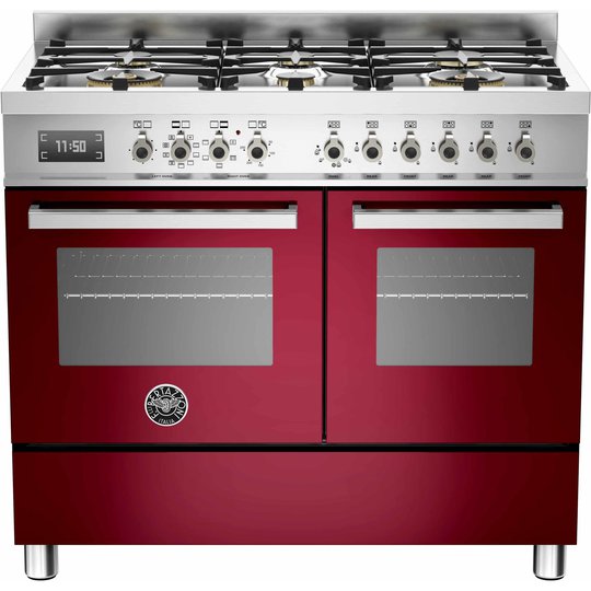 Bertazzoni PRO1006 Gasspis 100 cm, 2 ugnar, 6 brännare, Vinröd