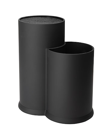 Knivblock med borst och redskapsställ svart höjd 22,5 cm