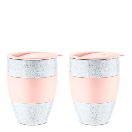 Koziol - Koziol Aroma To Go isolerad Mugg med lock 40 cl 2-pack Rosa
