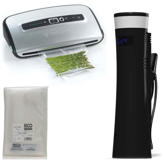 Sansaire Sous Vide + Foodsaver vakuumpackare + Vakuumpåsar