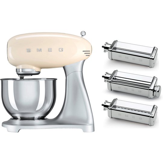Smeg Köksmaskin 4.8L - Creme + Pastatillbehör med Tre Valsar