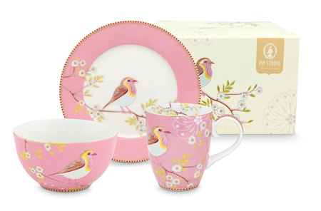 Early Bird Frukostset Rosa 3 delar