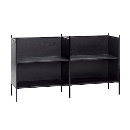 Hylla Ask/Metall FSC Svart 75x131 cm