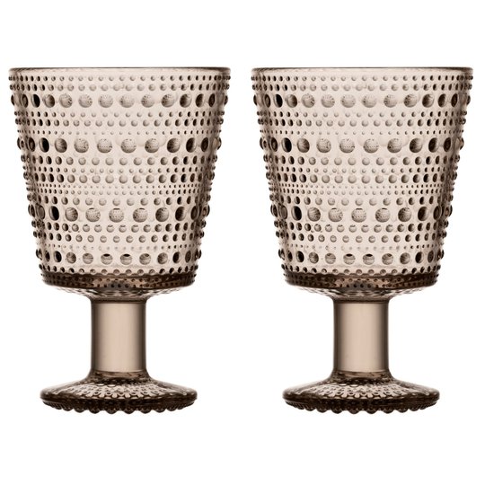 Iittala Kastehelmi Glas på fot 2 st. Linne