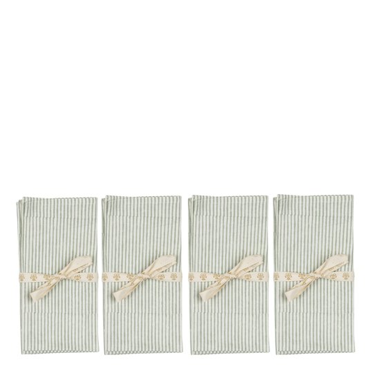 Chamois - Stripe Randig Servett 4-pack 50x50 cm Seafoam
