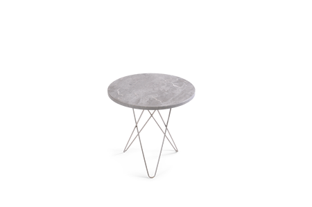 Tall Mini O Table Grå Marmor Rostfri Stålram Ø50