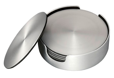 Glasunderlägg 6 pack borstad aluminium