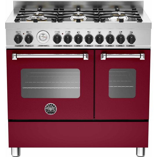 Bertazzoni MAS906 Gasspis 90 cm, 2 ugnar, 6 brännare, modell XT, Vinröd