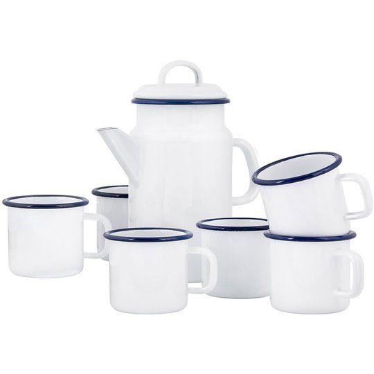 Kockums Jernverk Set med tekanna och mugg 6 st, Vit