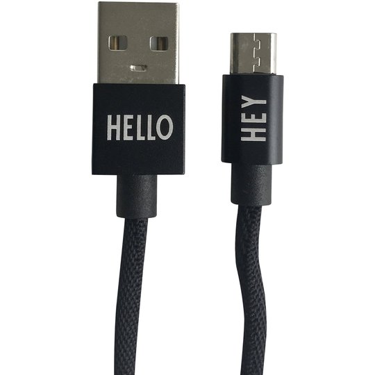 Design Letters Micro USB Kabel 1 Meter, Svart