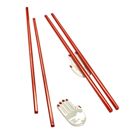 Serax - Serax Table Nomade Ätpinnar 4-pack med Ställ 2-pack Röd/Vit