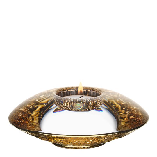Orrefors - Discus Ljuslykta 14 cm Guld