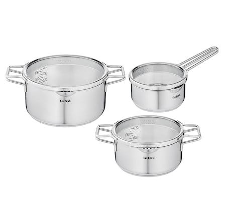Nordica 6 delar grytset Kastrull 1,5L, Gryta 3 L, Gryta 5 L alla inkl. glaslock