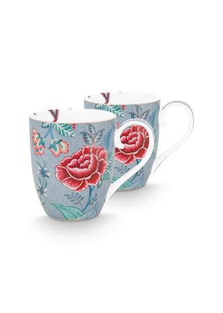 Flower Festival Mugg 45 cl Set om 2 Light Blue