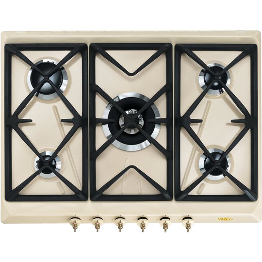 Smeg 70 cm gashäll med framkant creme