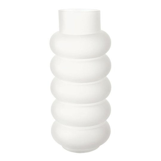 & klevering - Plump Vas Glas 33,5 cm Vit frostad