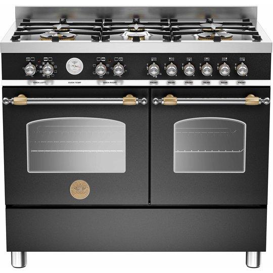 Bertazzoni HER1006 Gasspis 100 cm, 2 ugnar, 6 brännare, Svart