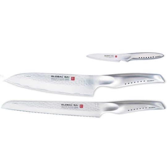 Global SAI Knivset Kockkniv + Brödkniv + Skalkniv