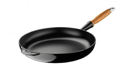 Stekpanna Gjutjärn med Trähandtag Svart 28 cm
