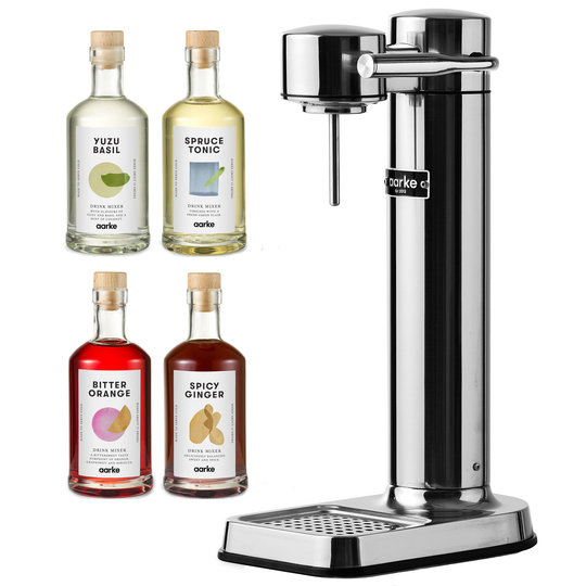 Aarke Carbonator 3 kolsyremaskin + drink mixer 4-pack, stål