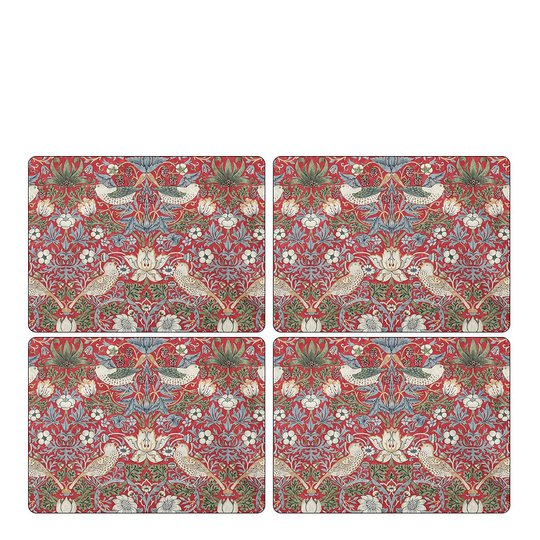 Morris & Co - Strawberry Thief Tablett 30x40 cm 4-pack Röd