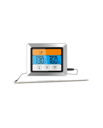 Stektermometer svart digital med sladd