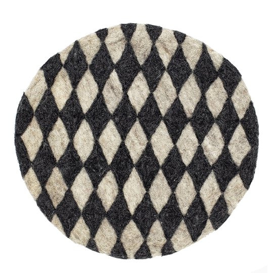 Afroart - Felt Sittdyna 37 cm Svart/Vit diamant